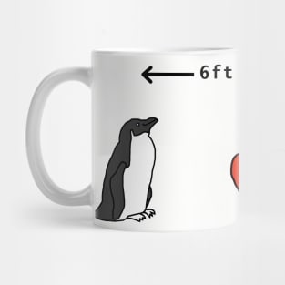 Funny Social Distancing Penguins Red Heart Mug